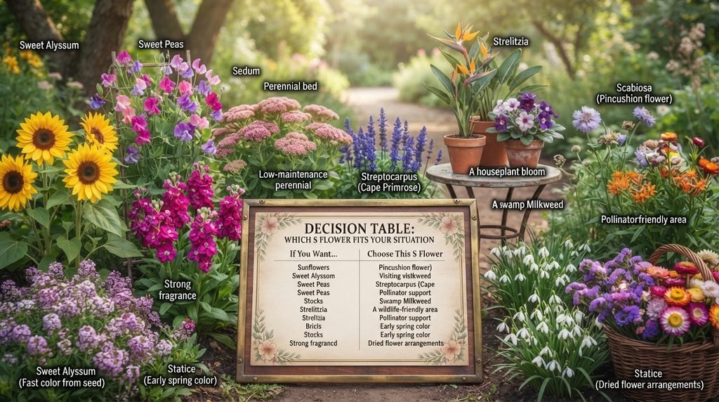 Decision Table: Which S Flower Fits Your Situation