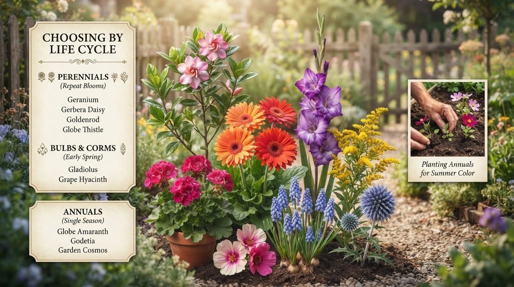 Choosing by Life Cycle: Annuals, Perennials, Bulbs, and Beyond