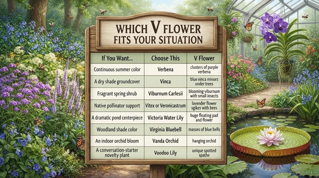 Decision Table: Which V Flower Fits Your Situation