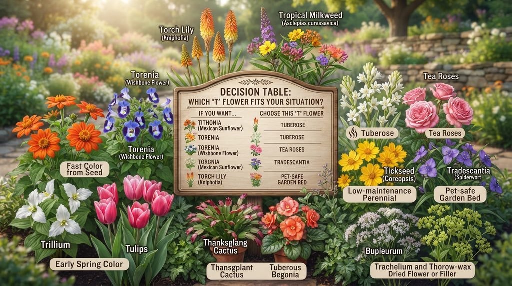 Decision Table: Which T Flower Fits Your Situation