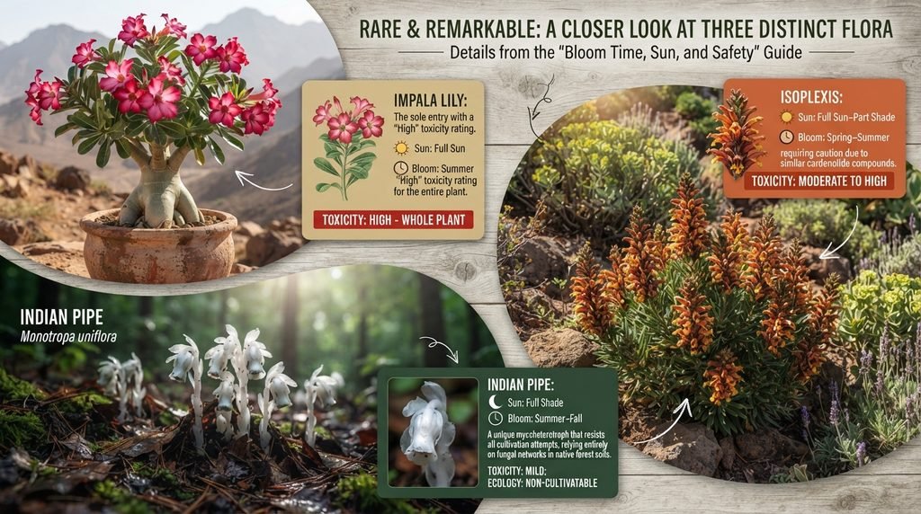 Full Comparison Table: Bloom Time, Sun, and Safety at a Glance