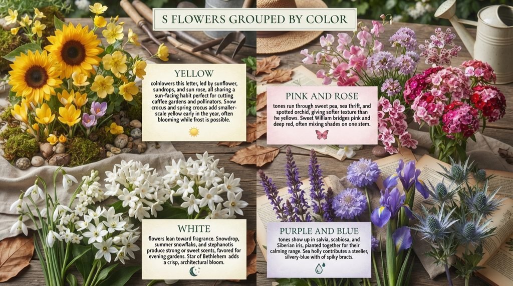 S Flowers Grouped by Color