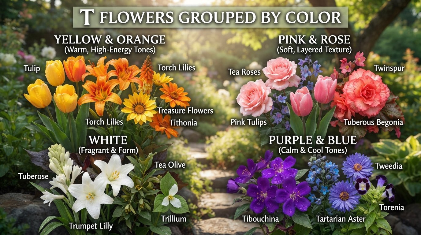 T Flowers Grouped by Color