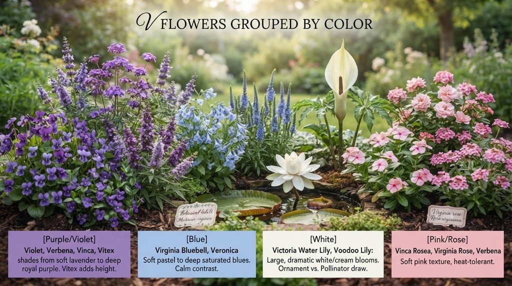 V Flowers Grouped by Color