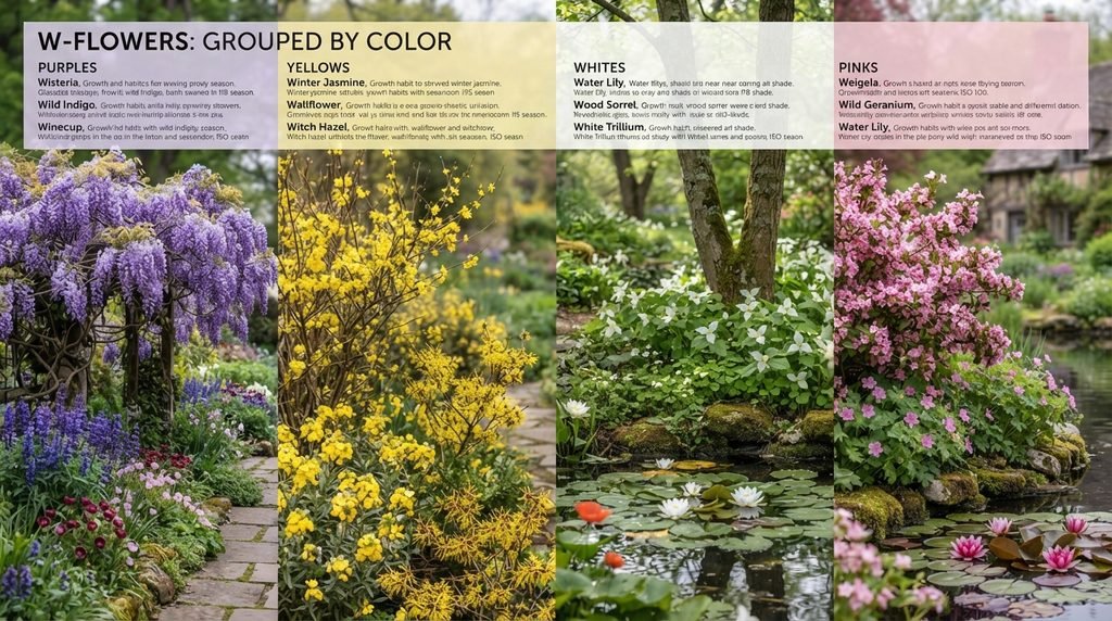 W Flowers Grouped by Color